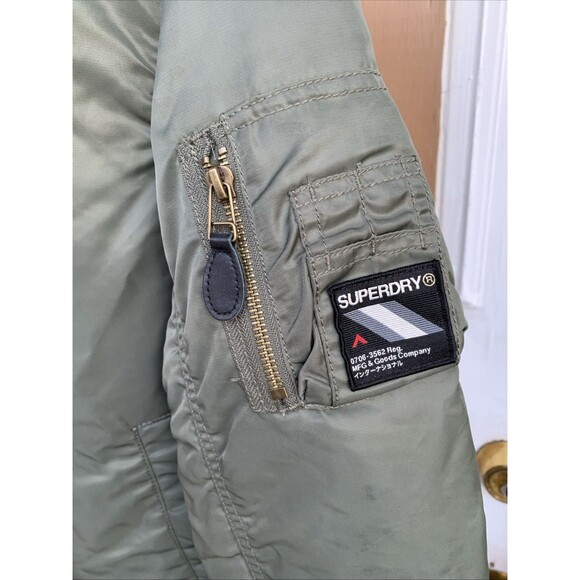 Superdry Mens MA-1 Bomber Jacket Full Zip Olive green - Picture 9 of 13